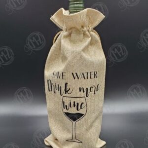 Save Water Drink Wine Burlap Gift Bag (750 ml size)