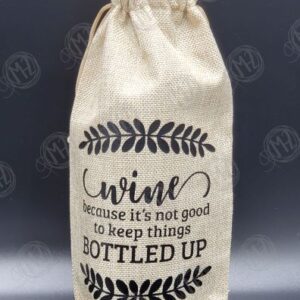 Wine Not Bottled Up Burlap Gift Bag (750 ml size)
