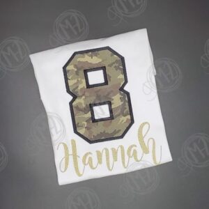Glitter Camouflaged Puffy Sleeve Birthday Shirt
